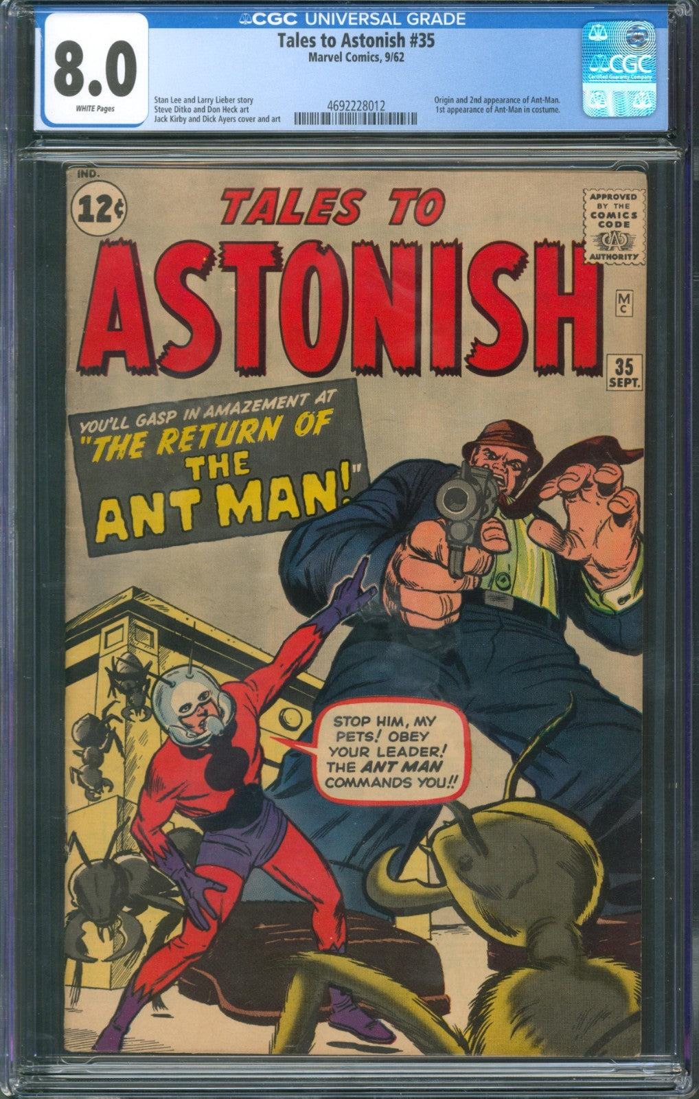 Tales to Astonish #35 CGC 8.0 Marvel Comics 1962 White Pages 1st Ant-Man Costume