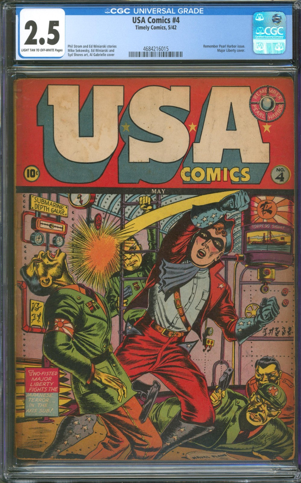 USA Comics #4 CGC 2.5 Timely 1942 "Remember Pearl Harbor" Issue