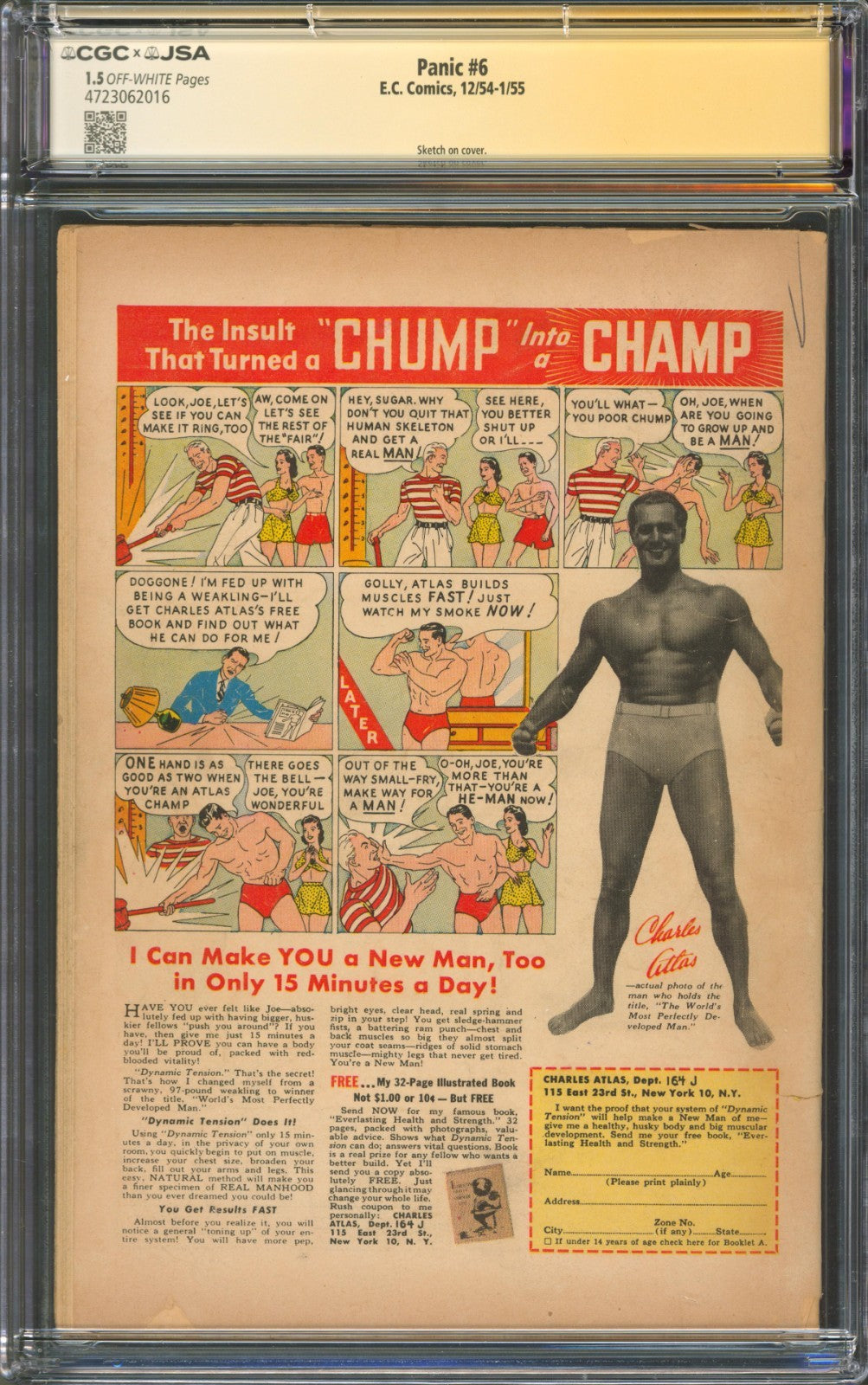 Panic #6 CGC 1.5 E.C Comics 1954 Signed by Bob Mcleod w/Kraven Spider-Man Sketch
