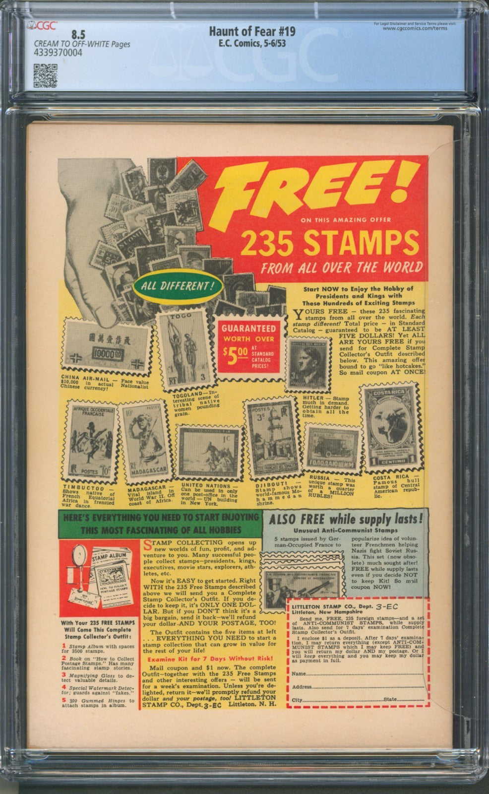Haunt of Fear #19 CGC 8.5 E.C. Comics 1953 Used in SOTI Beheading Panel