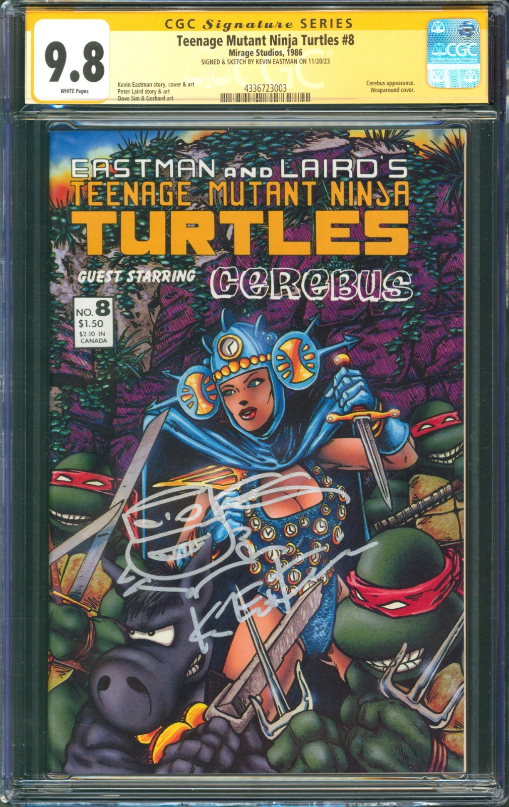 Teenage Mutant Ninja Turtles #8 CGC 9.8 Mirage 1986 Eastman Signed & Sketched