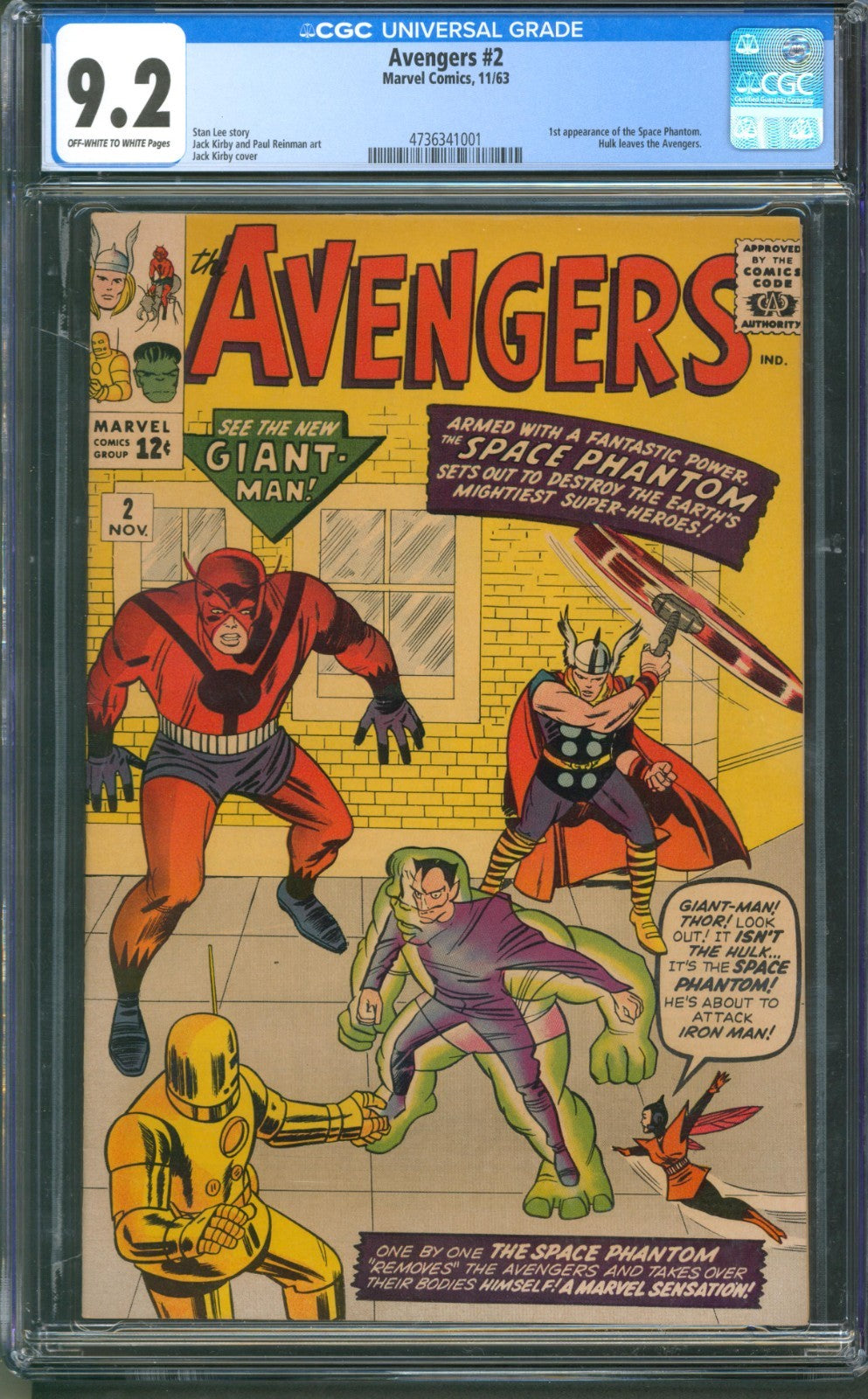 Avengers #2 CGC 9.2 Marvel Comics 1963 1st Appearance of the Space Phantom