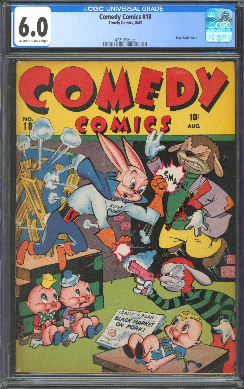 Comedy Comics #18 CGC 6.0 Timely Comics 1943 Super Rabbit Story