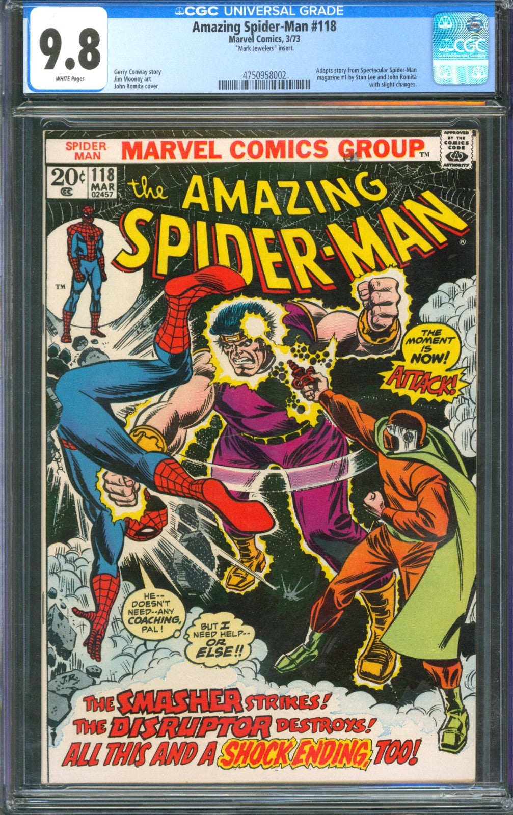 Amazing Spider-Man #118 CGC 9.8 Marvel Comics 1973 Mark Jeweler's Insert