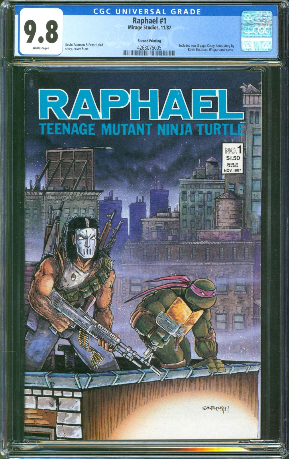 Raphael #1 CGC 9.8 Mirage Studios 1987 2nd Print New Casey Jones Story