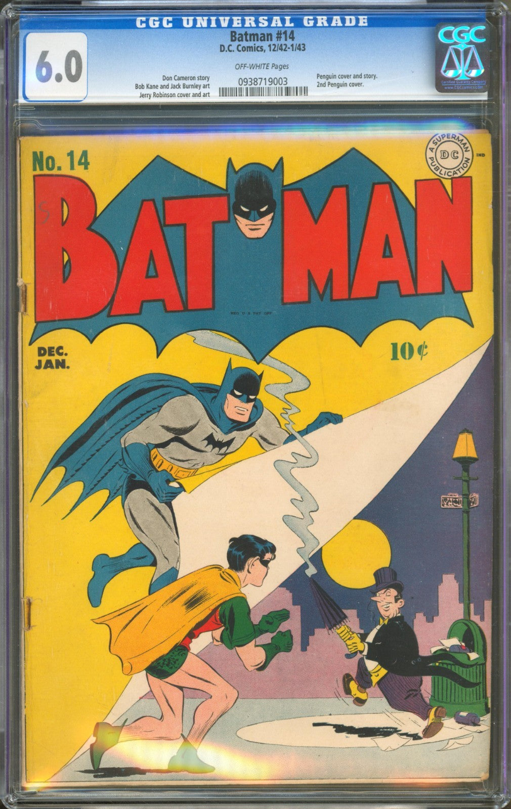 Batman #14 CGC 6.0 D.C. Comics 1942 2nd Penguin Cover Batman & Robin