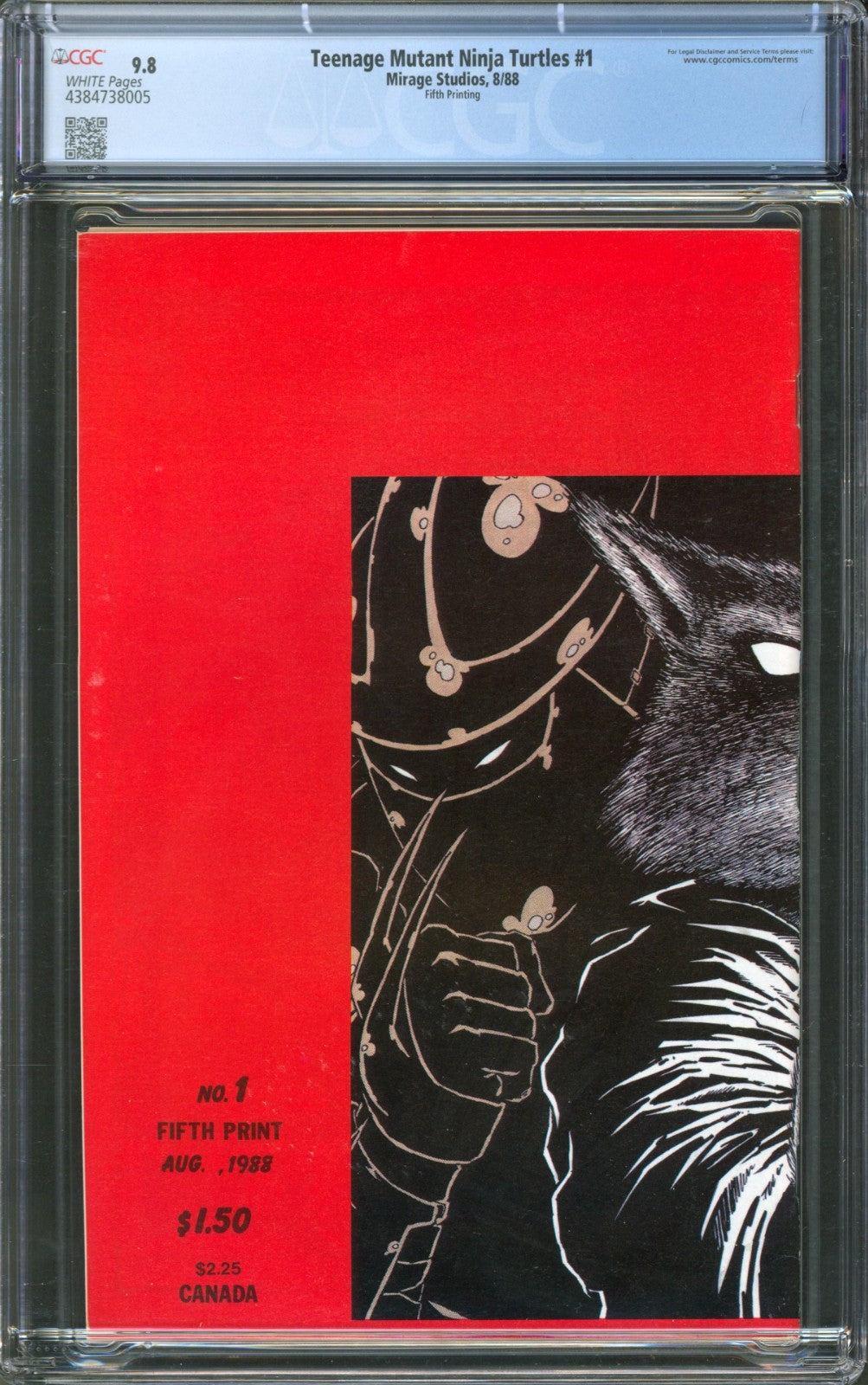 Teenage Mutant Ninja Turtles #1 CGC 9.8 Mirage 1988 White Page Fifth Printing