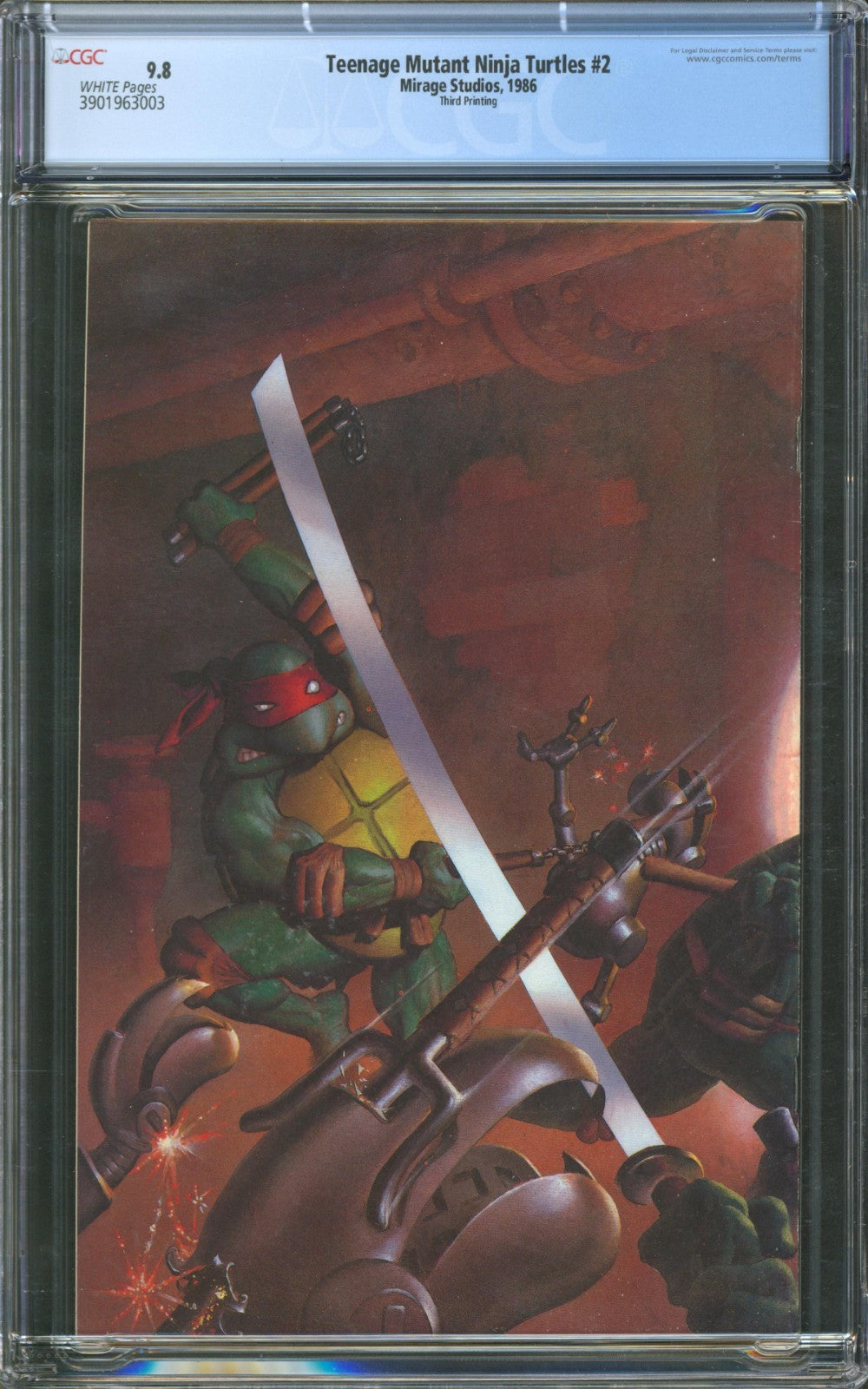 Teenage Mutant Ninja Turtles #2 CGC 9.8 Mirage 1986 White Pages 3rd Printing