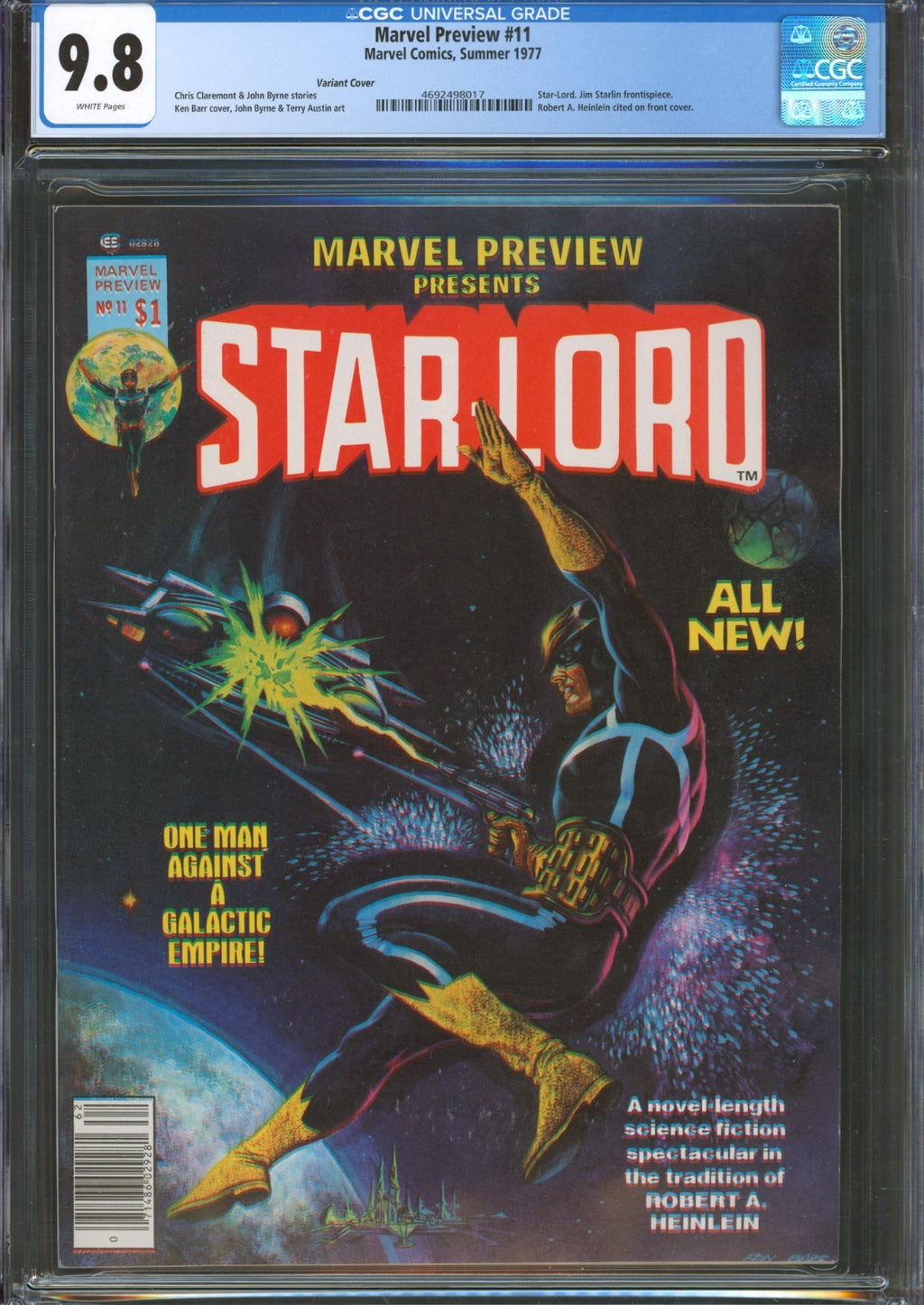 Marvel Preview #11 CGC 9.8 Marvel Comics 1977 Variant Cover Star-Lord Appearance