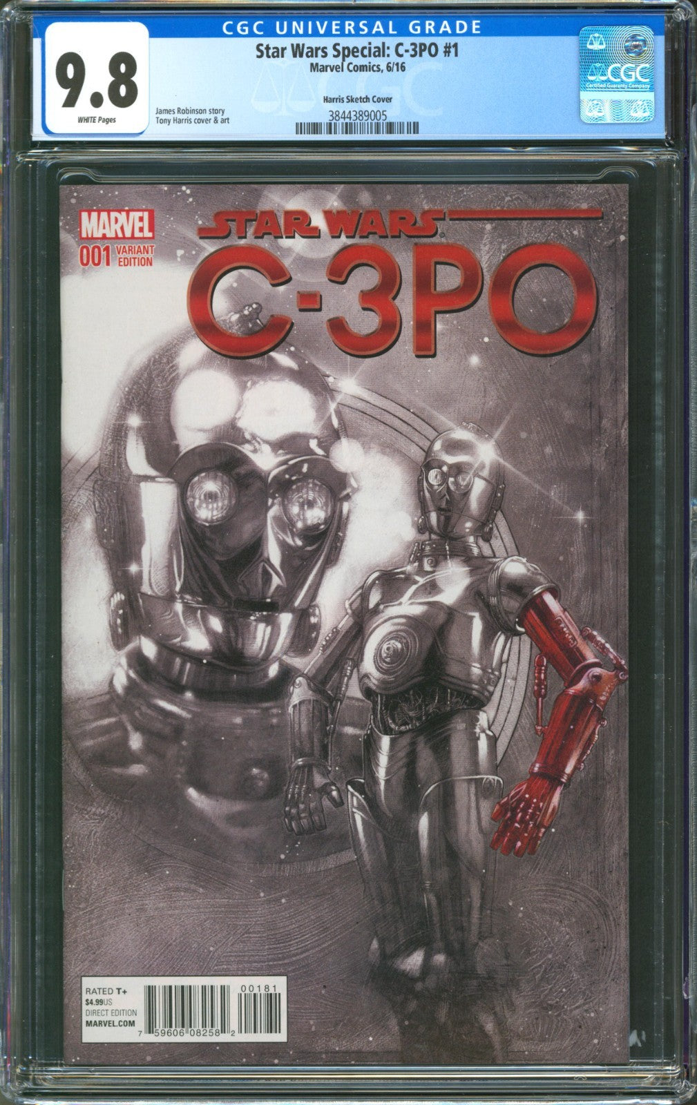 Star Wars Special: C-3PO #1 CGC 9.8 Marvel Comics 2016 Harris Sketch Cover