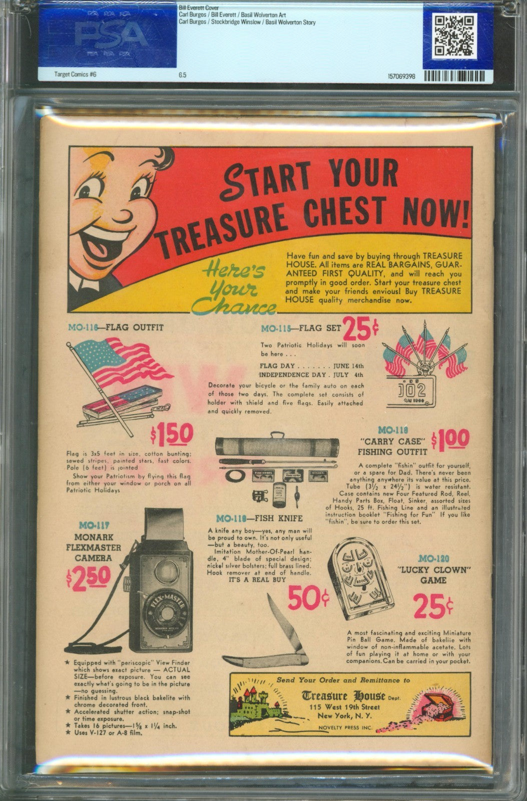 Target Comics #6 PSA 6.5 Novelty Press 1940 1st Appearance of Chameleon