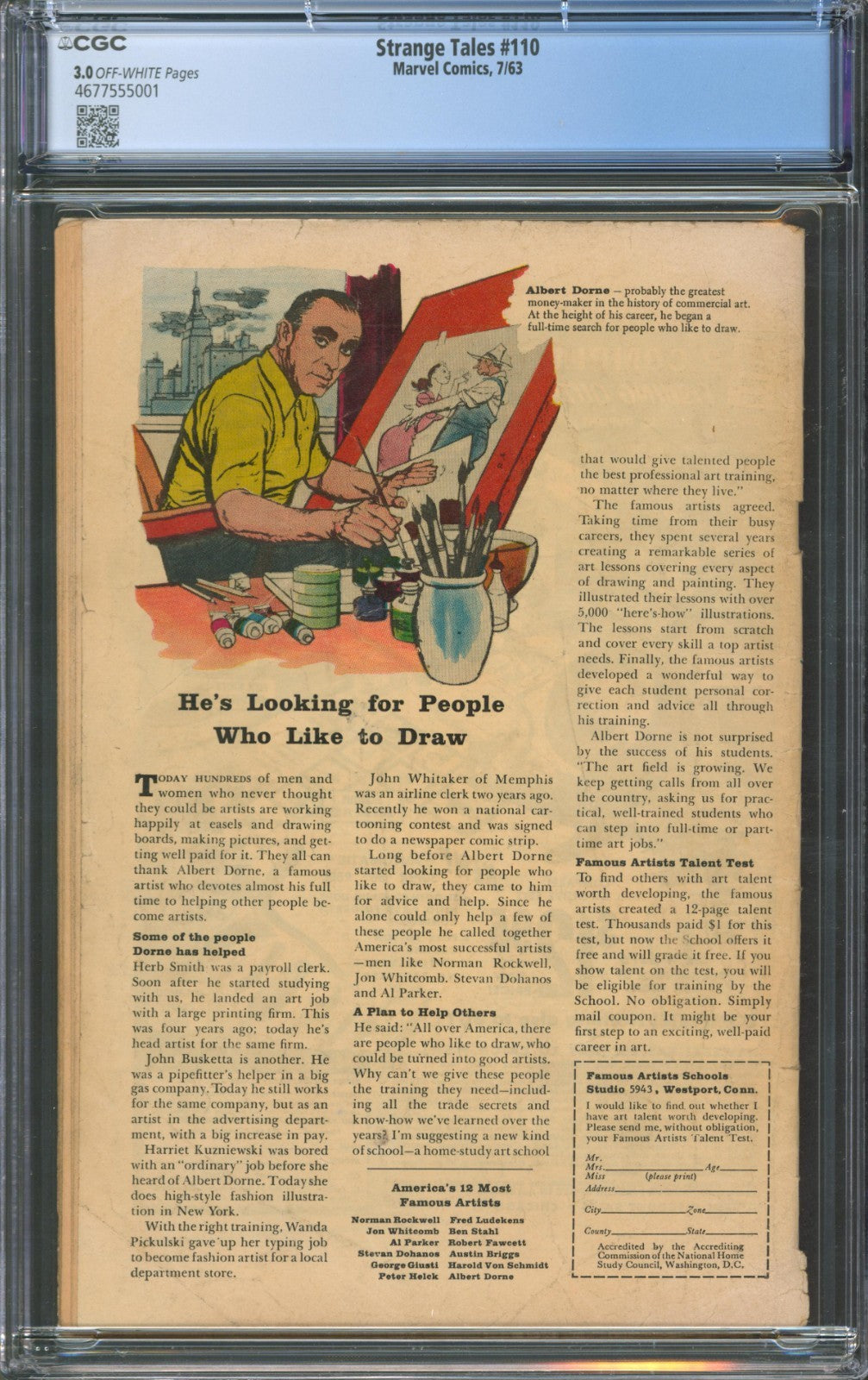 Strange Tales #110 CGC 3.0 Marvel Comics 1963 1st Appearance of Doctor Strange