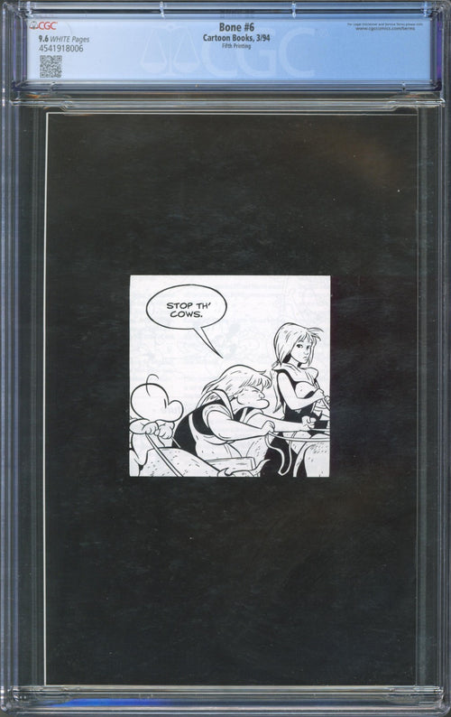 Bone #6 CGC 9.6 Cartoon Books 1994 Fifth Printing Jeff Smith Story & Art