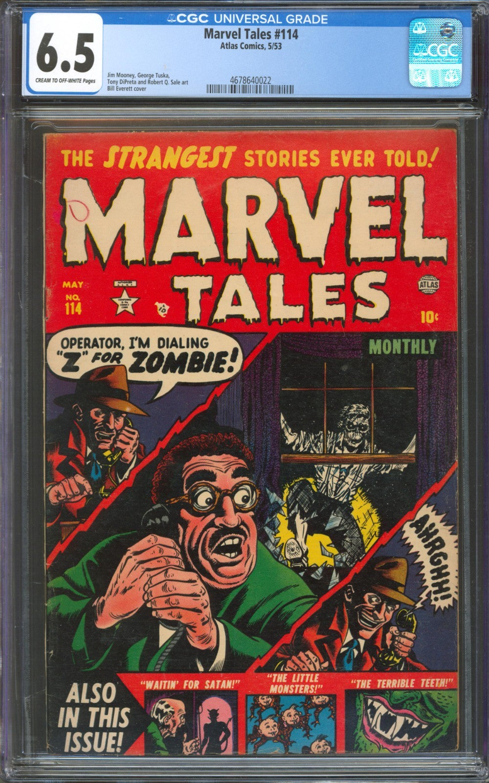 Marvel Tales #114 CGC 6.5 Atlas Comics 1953 Highest Graded Bill Everett Cover