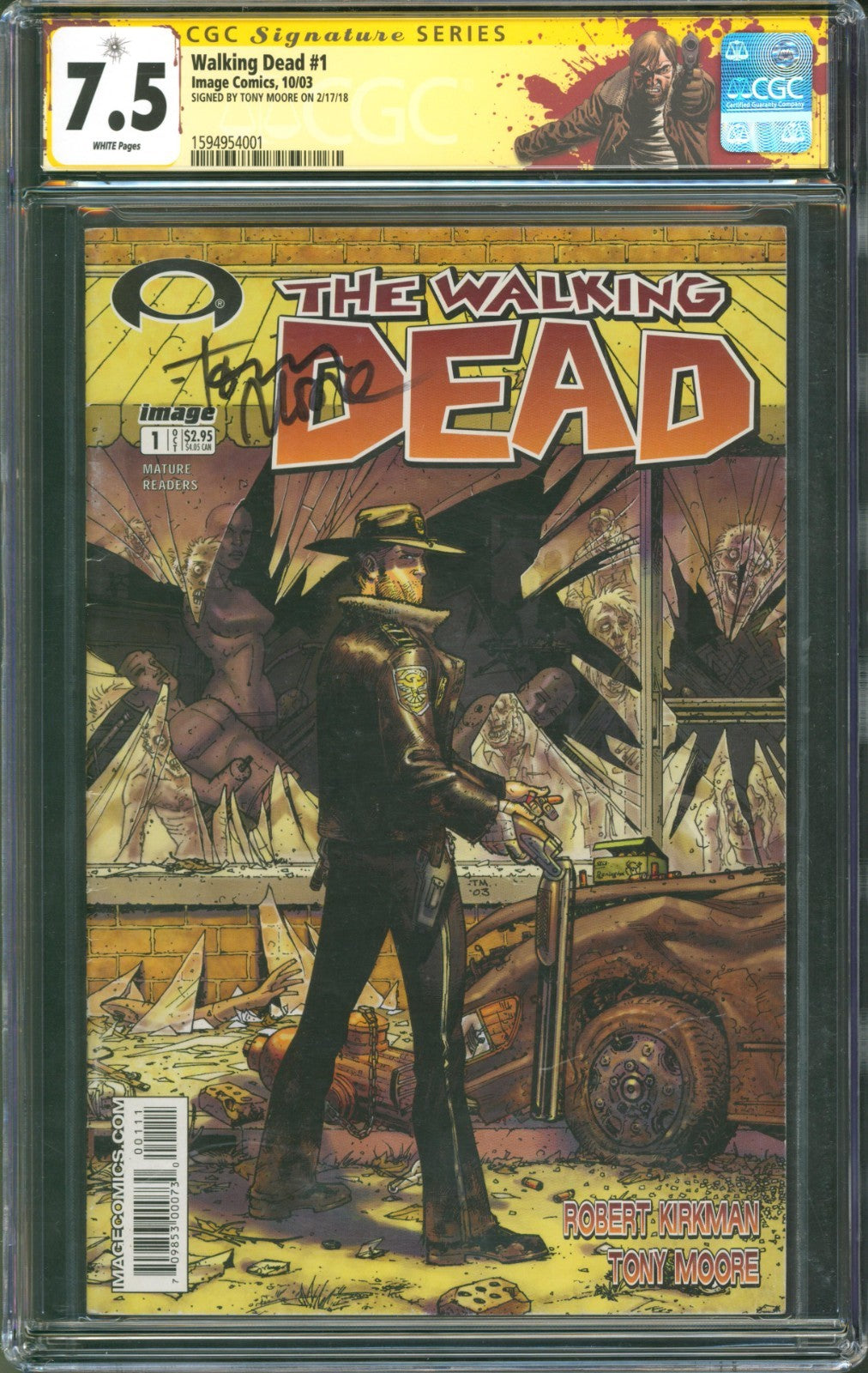 Walking Dead #1 CGC 7.5 Image Comics 2003 1st Rick Grimes Signed by Tony Moore