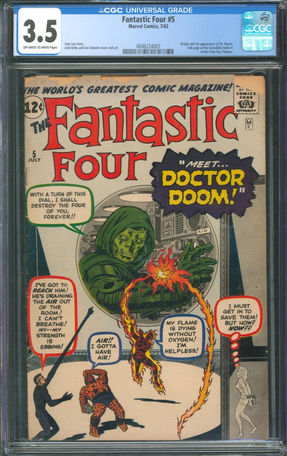 Fantastic Four #5 CGC 3.5 Marvel Comics 1962 1st Appearance of Dr. Doom