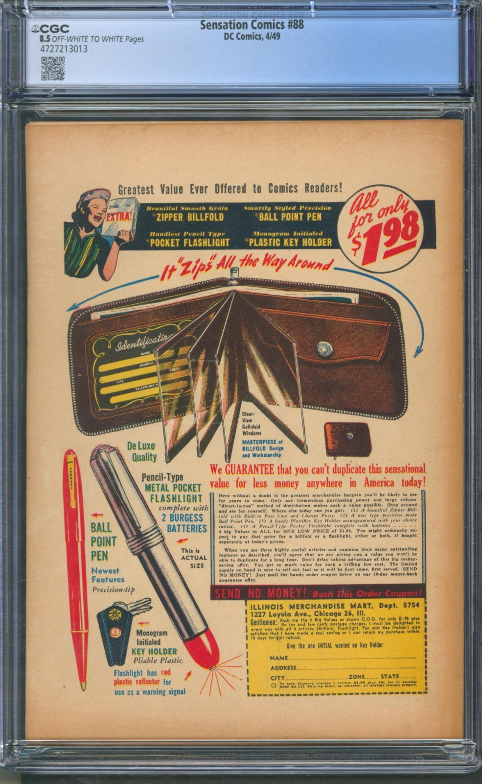 Sensation Comics #88 CGC 8.5 D.C. Comics 1949 H.G. Peter Wonder Woman Cover