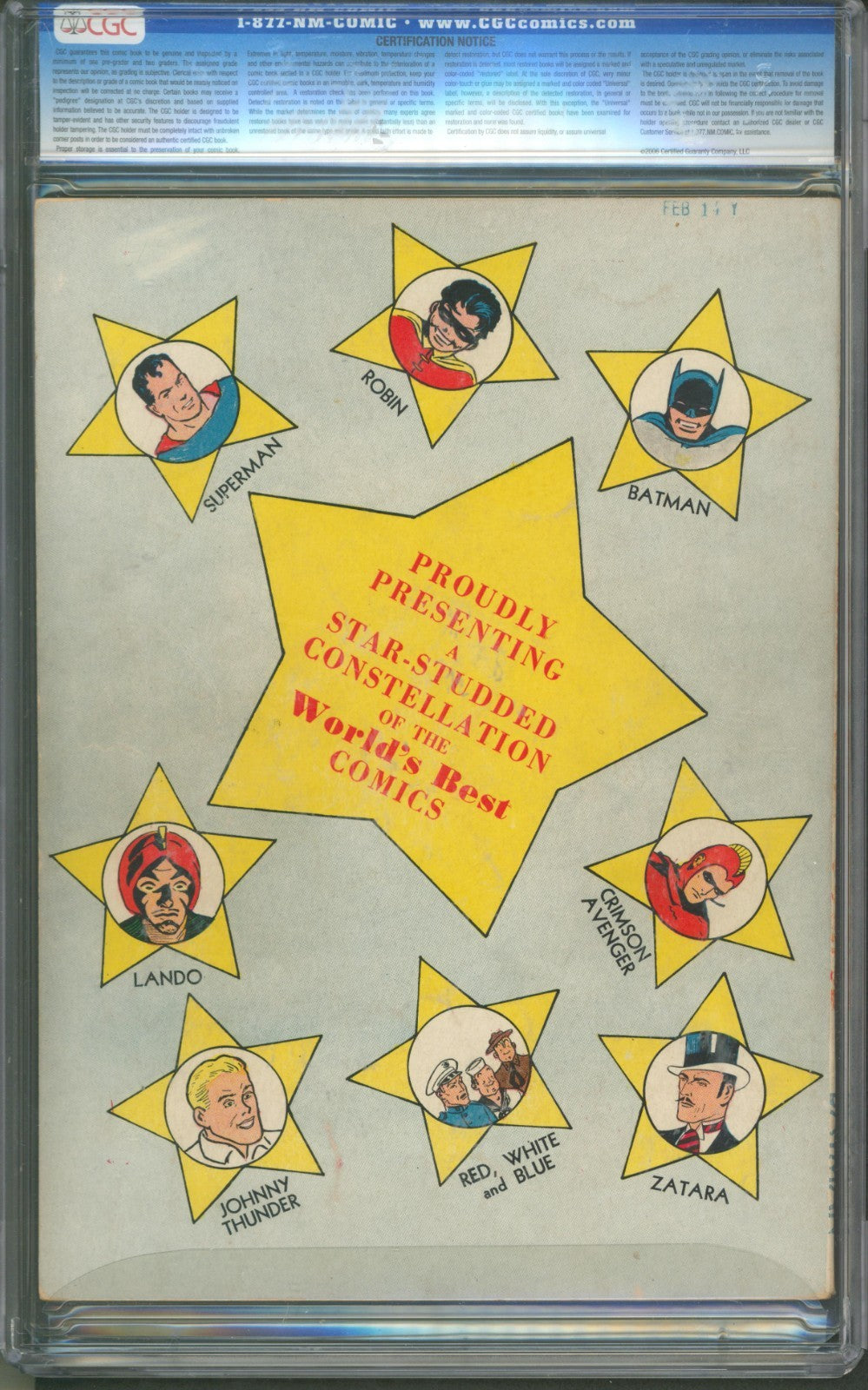 World's Best Comics #1 CGC 7.0 D.C. 1941 Becomes World's Finest Superman Batman