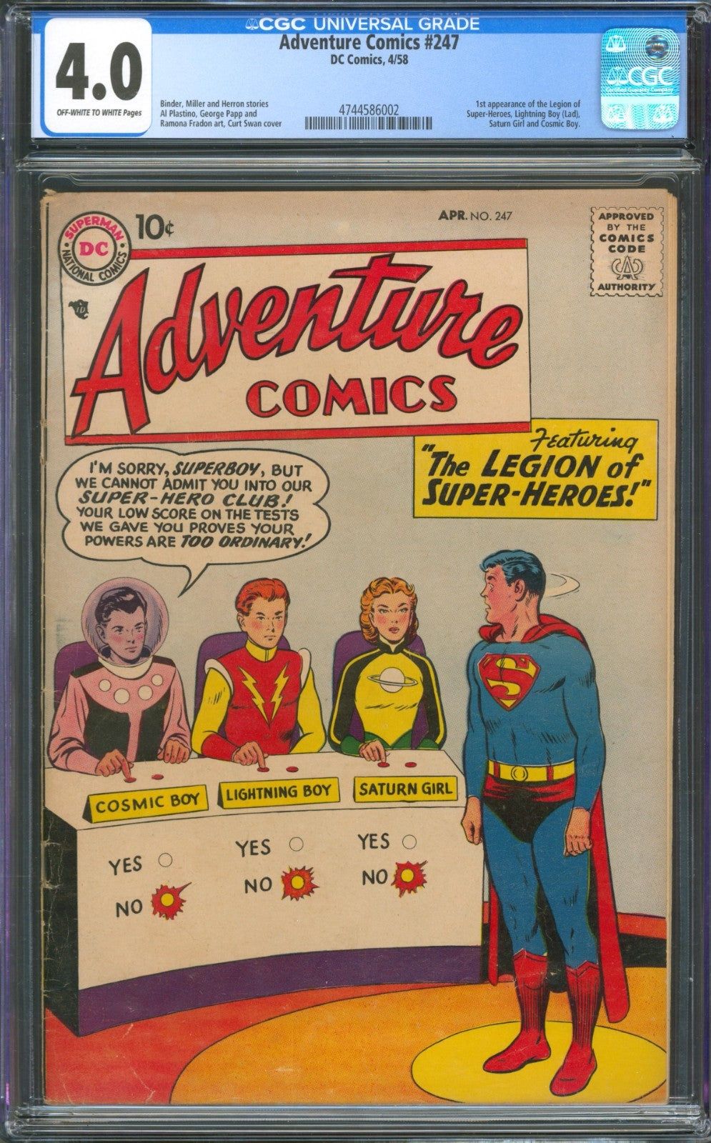 Adventure Comics #247 CGC 4.0 D.C. 1958 1st Appearance of Legion of Super-Heroes