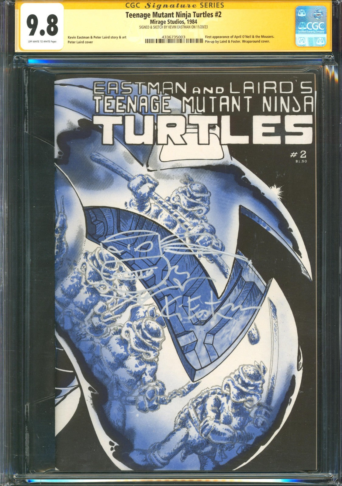 Teenage Mutant Ninja Turtles #2 CGC 9.8 Mirage 1984 1st Print Signed / Sketched