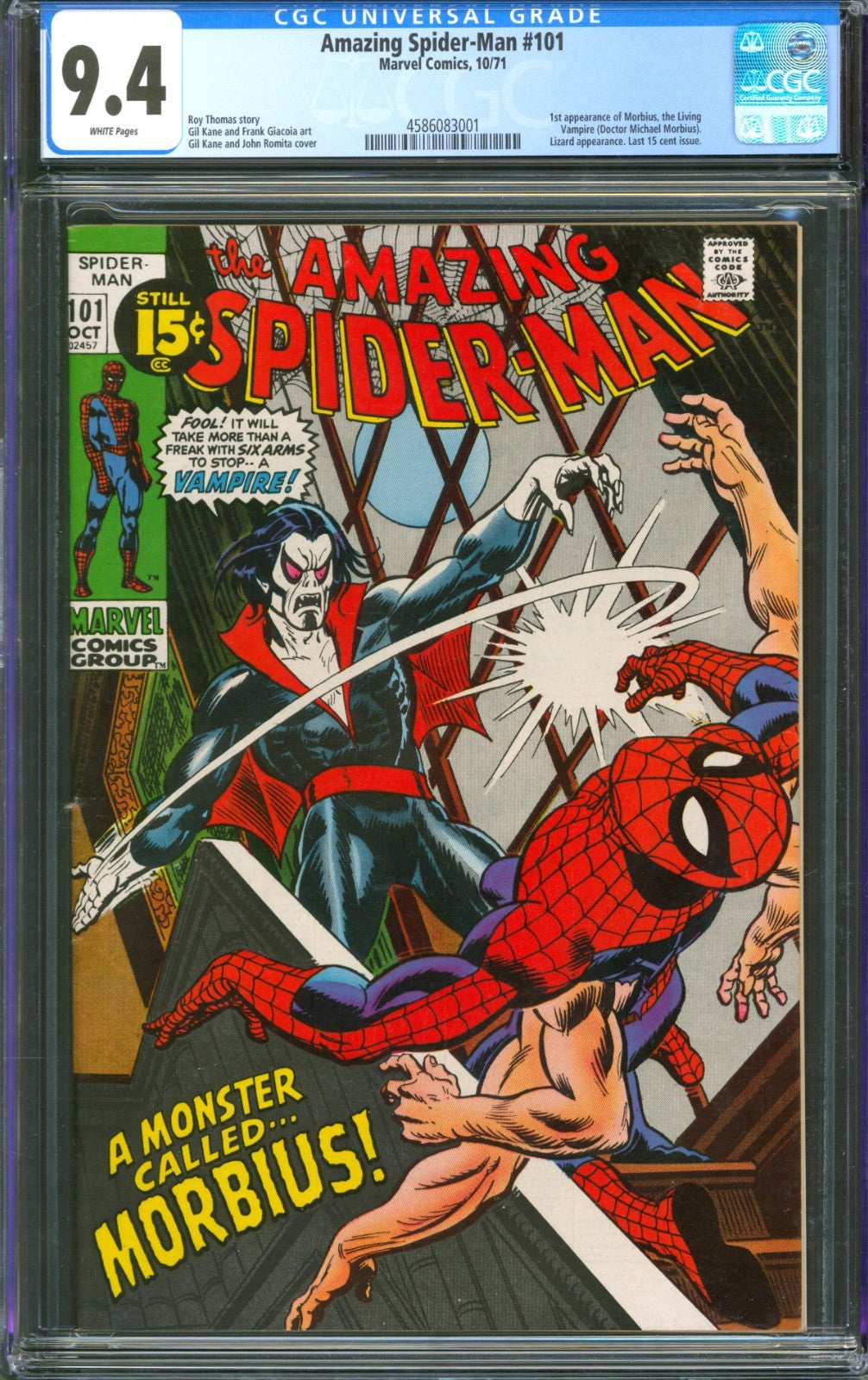 Amazing Spider-Man #101 CGC 9.4 Marvel Comics 1971 WP 1st Appearance of Morbius