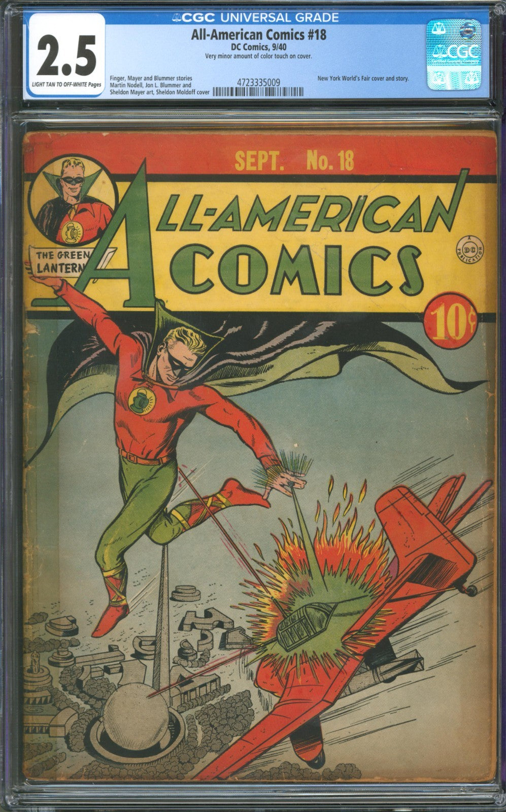 All-American Comics #18 CGC 2.5 D.C. 1940 Green Lantern New York World's Fair