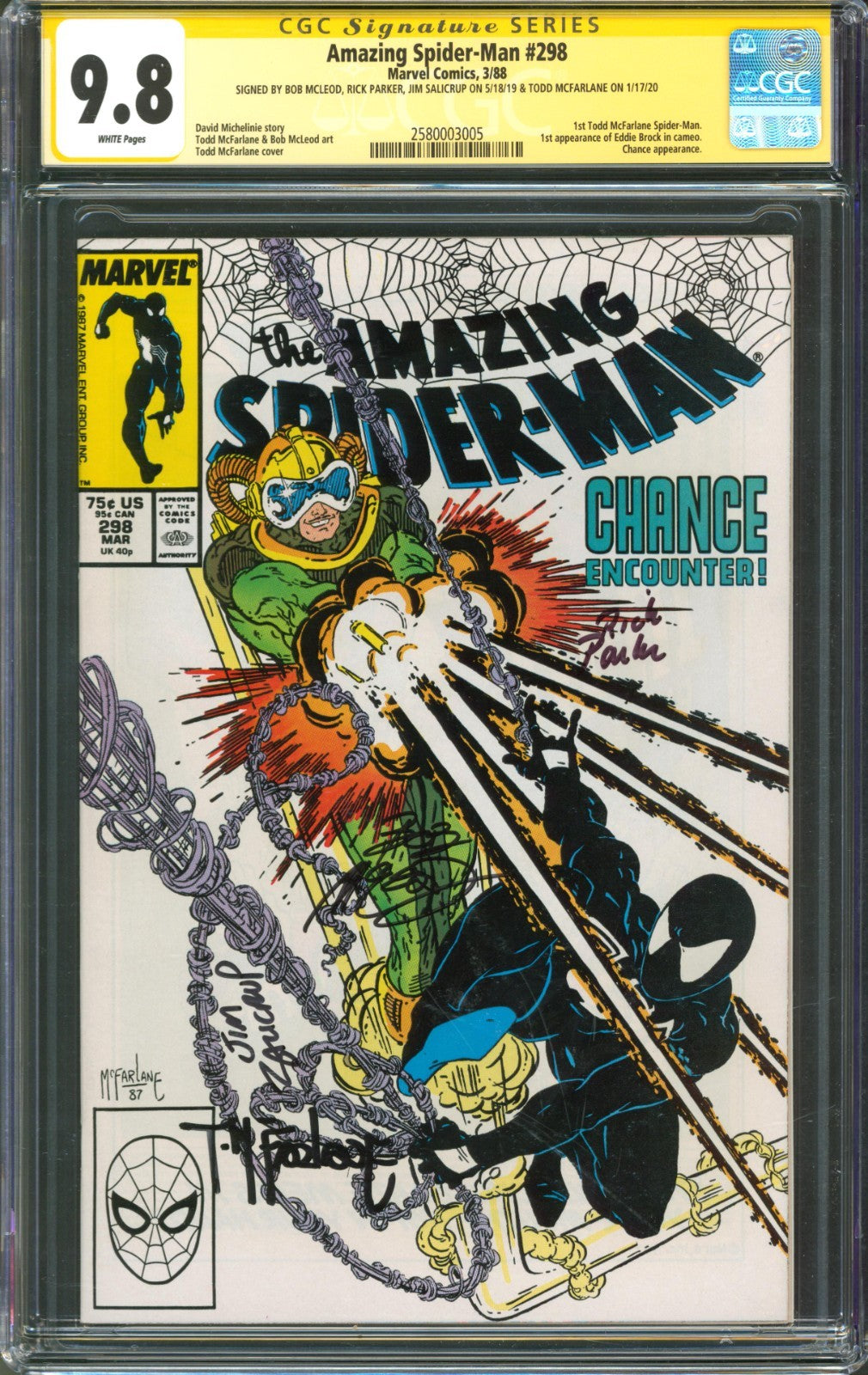 Amazing Spider-Man #298 CGC 9.8 Marvel Comics 1988 4x Signed Todd McFarlane