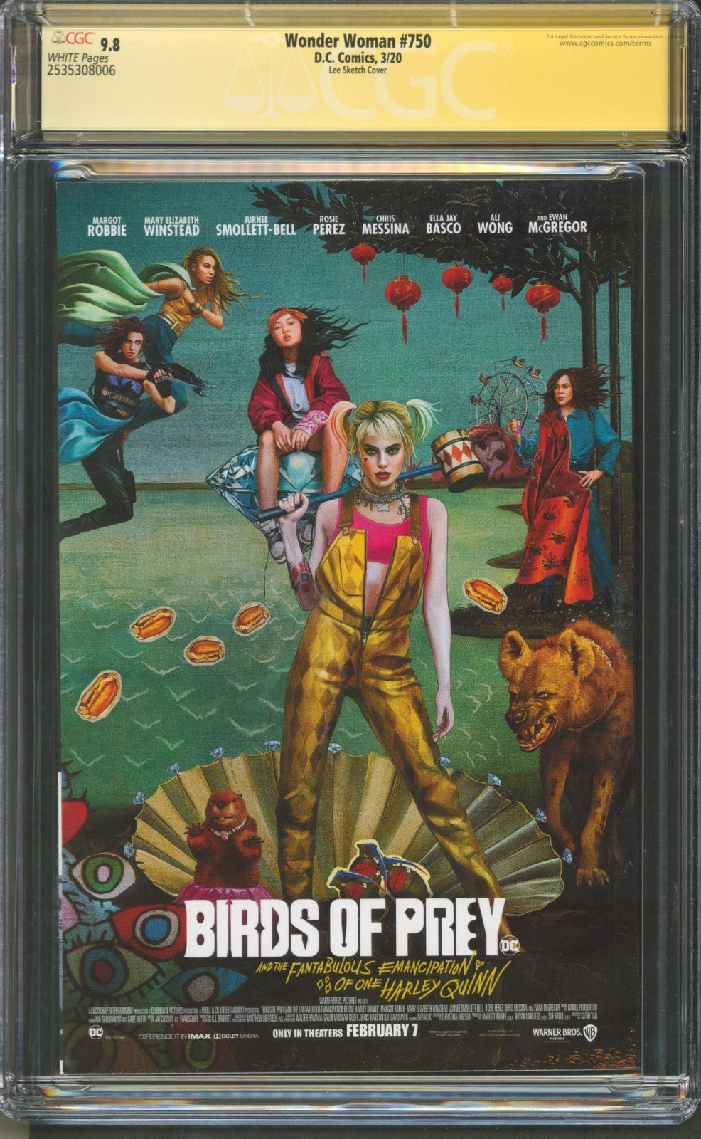 Wonder Woman #750 CGC 9.8 D.C. Comics 2020 Lee Sketch Cover Signed by Jim Lee