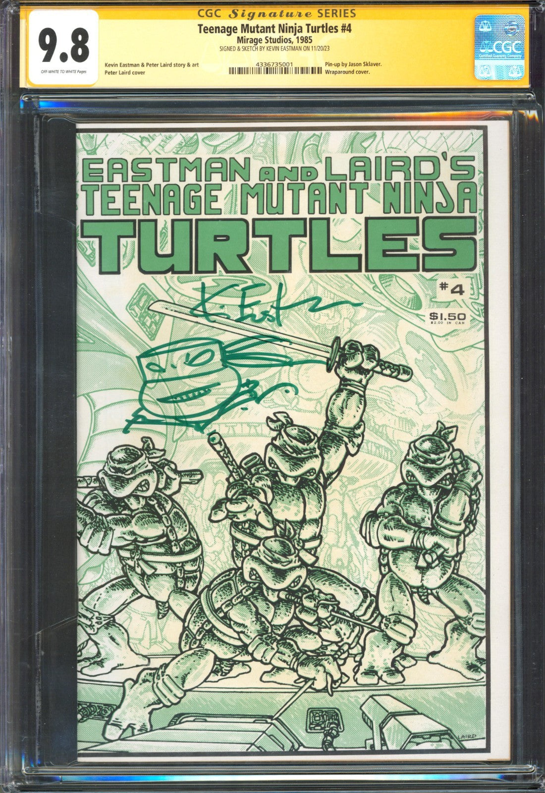 Teenage Mutant Ninja Turtles #4 CGC 9.8 Mirage 1985 Eastman Signed & Sketched