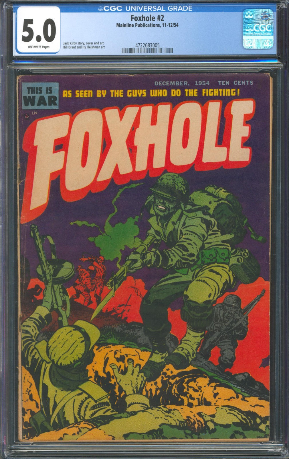 Foxhole #2 CGC 5.0 Mainline 1954 Classic Jack Kirby War Cover Golden Age