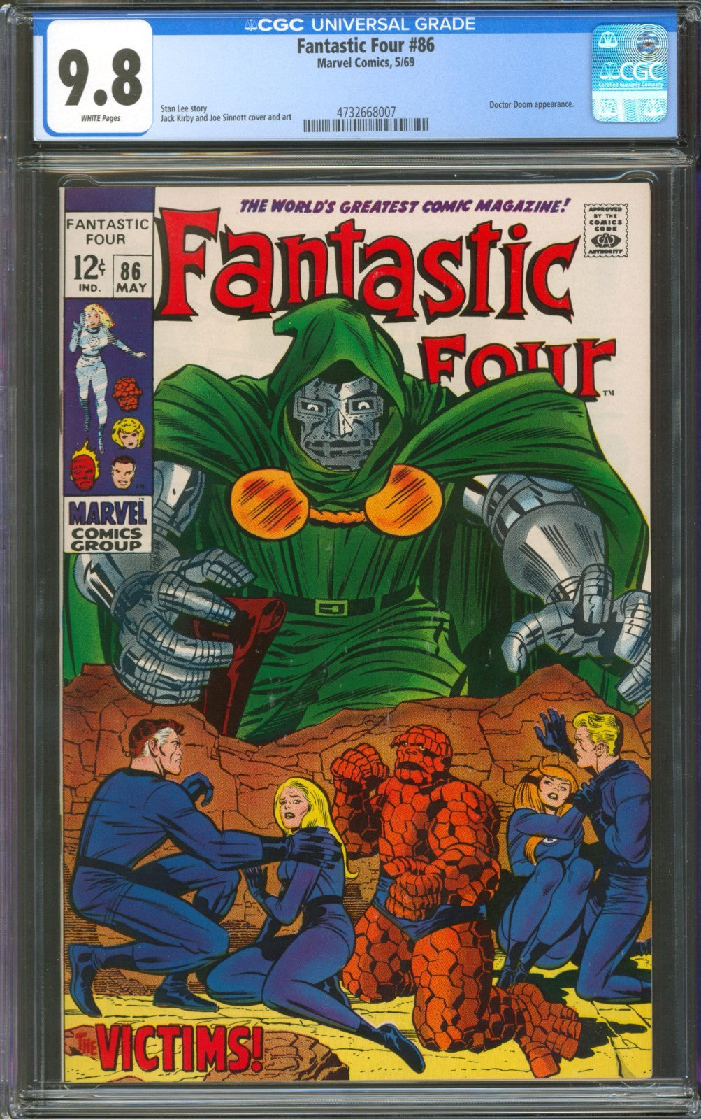Fantastic Four #89 CGC 9.8 Marvel Comics 1969 White Pages Doctor Doom Appearance
