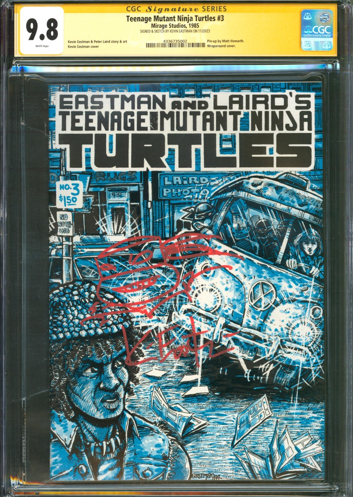 Teenage Mutant Ninja Turtles #3 CGC 9.8 Mirage 1985 1st Print Signed & Sketched