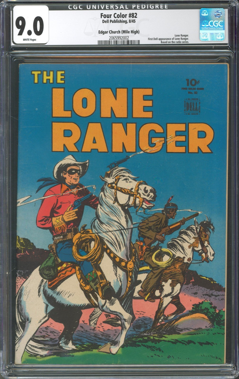 Four Color #82 CGC 9.0 Dell Publishing 1945 Edgar Church Mile High Pedigree