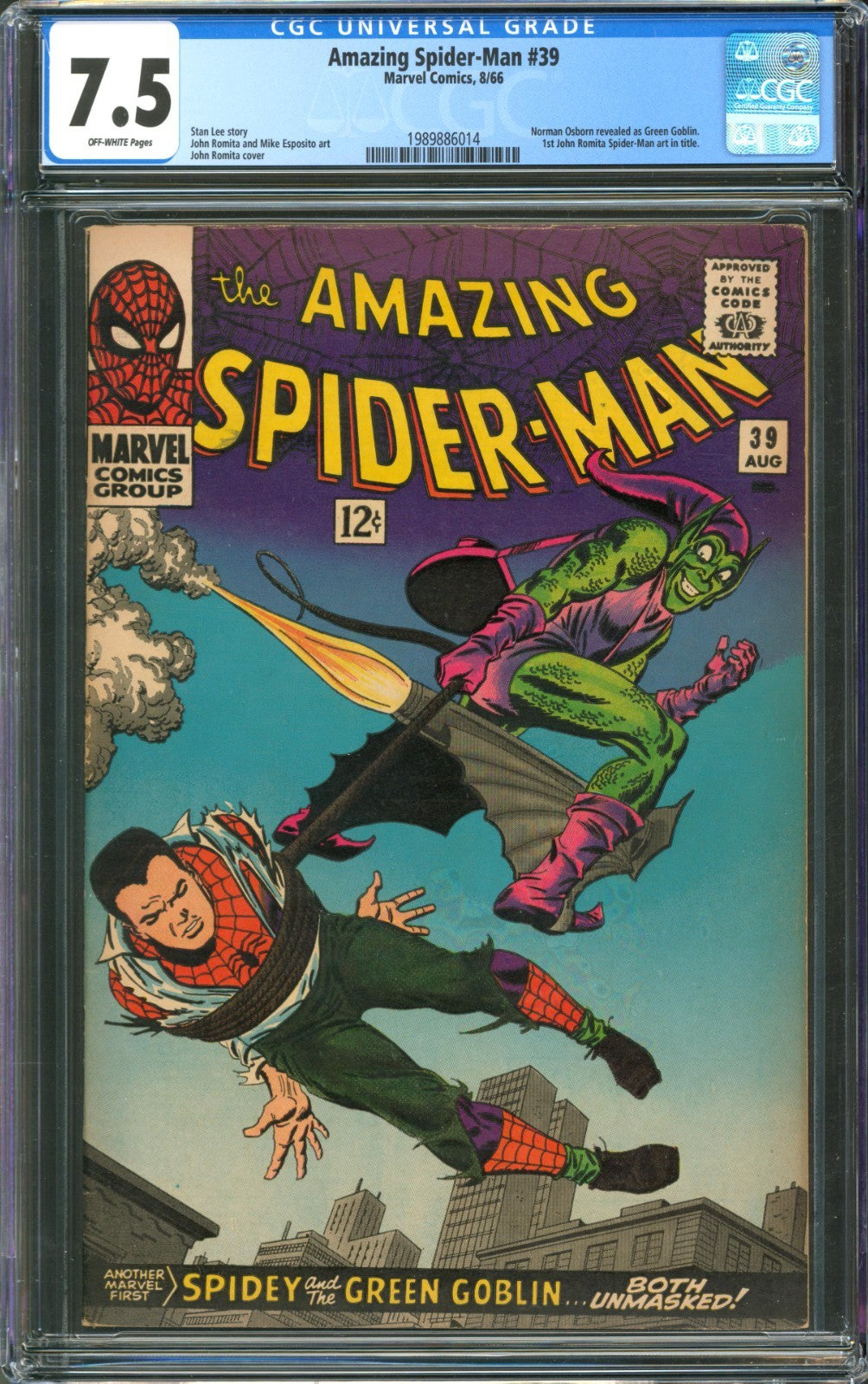 Amazing Spider-Man #39 CGC 7.5 Marvel Comics 1966 Norman Osborn as Green Goblin