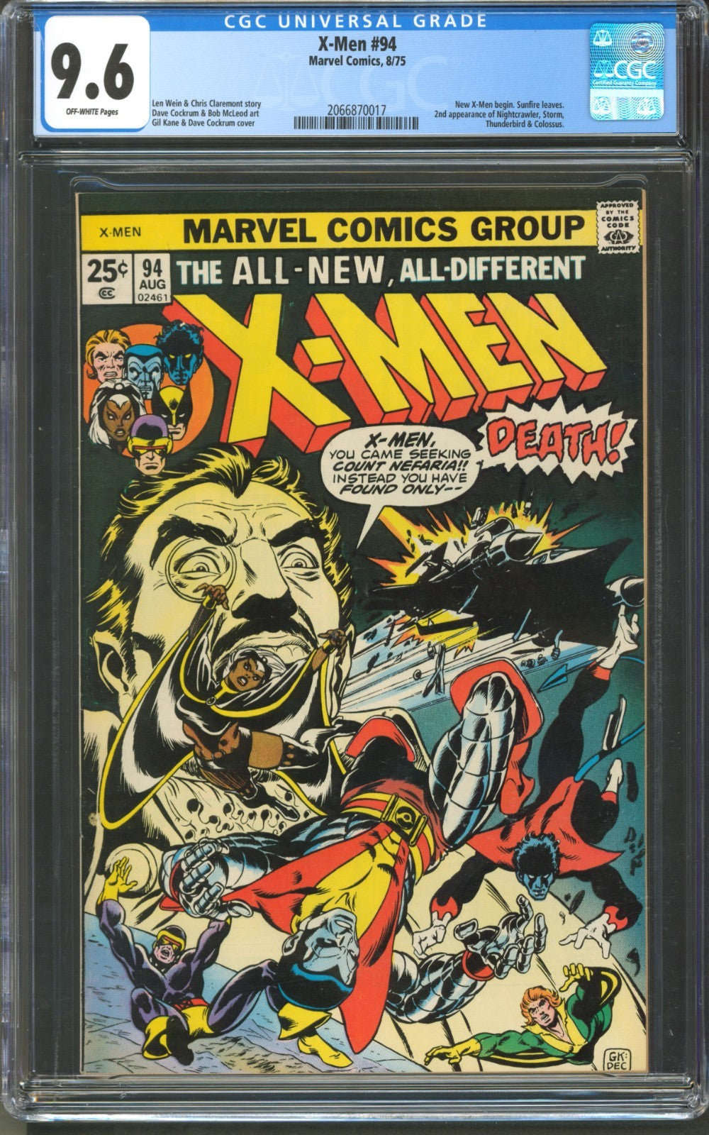 X-Men #94 CGC 9.6 Marvel Comics 1975 New X-Men Begins 2nd Nightcrawler & Storm