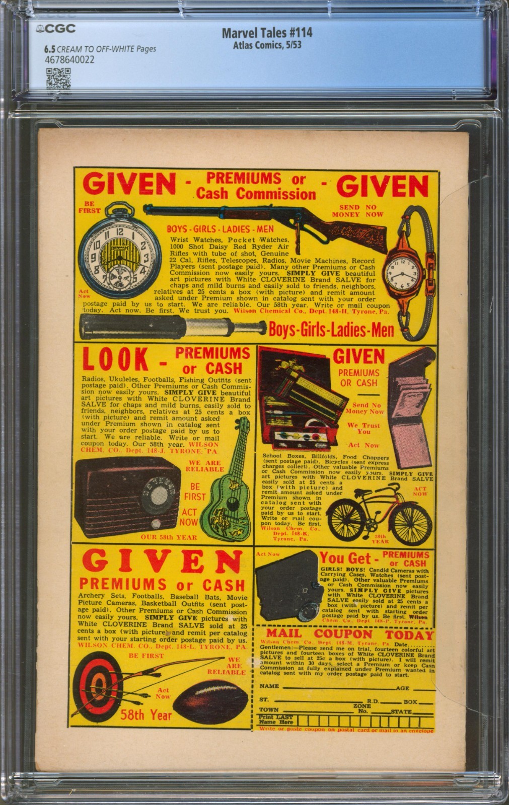 Marvel Tales #114 CGC 6.5 Atlas Comics 1953 Highest Graded Bill Everett Cover