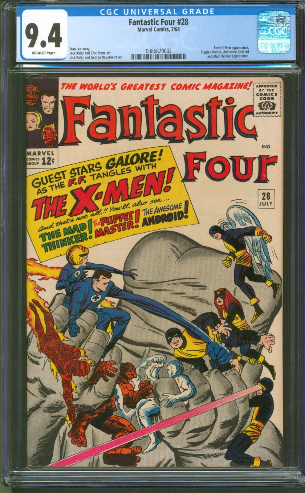Fantastic Four #28 CGC 9.4 Marvel Comics 1964 1st X-Men Crossover with FF