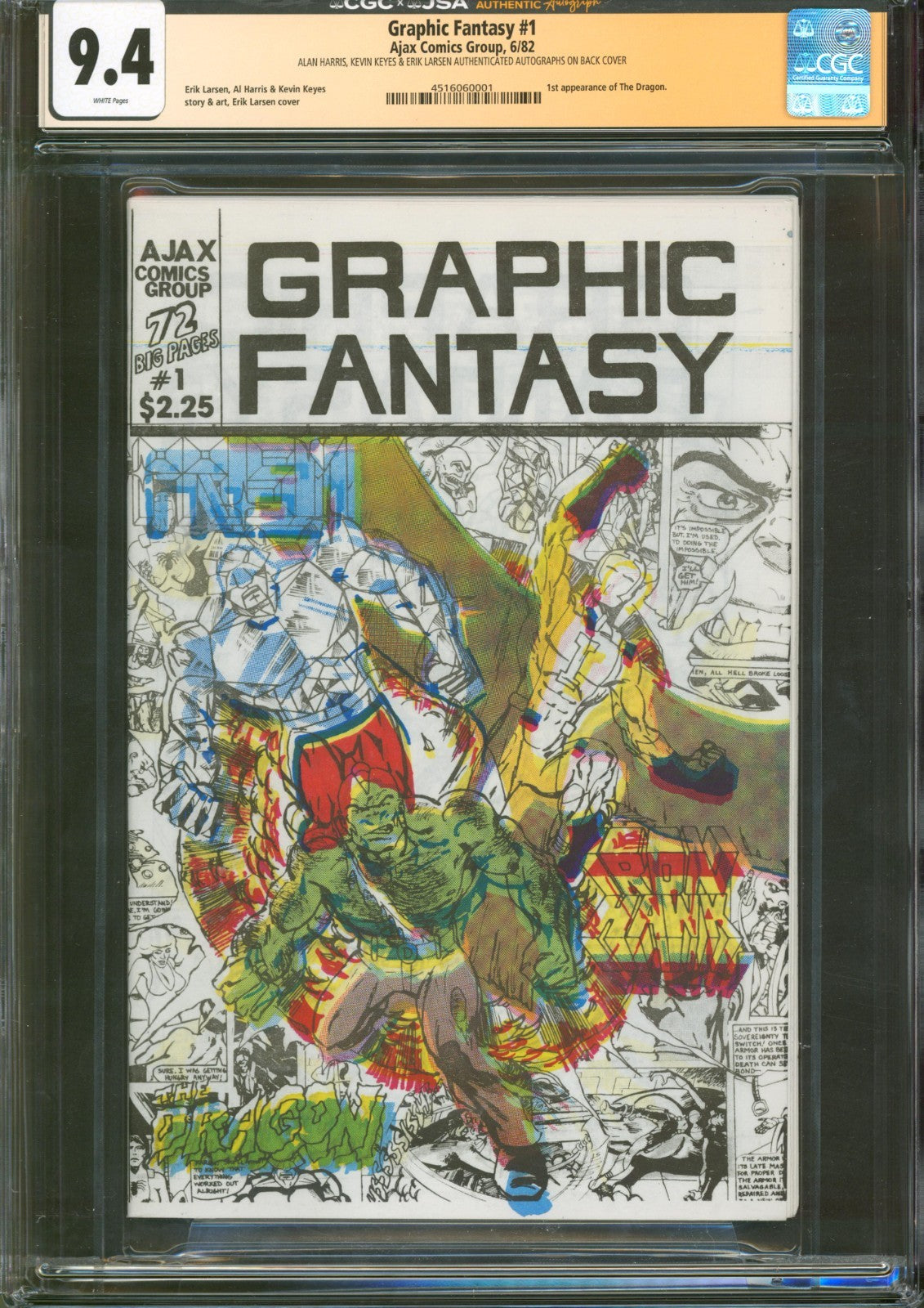 Graphic Fantasy #1 CGC 9.4 Ajax Comics Group 1982 3x Signed 1st Savage Dragon