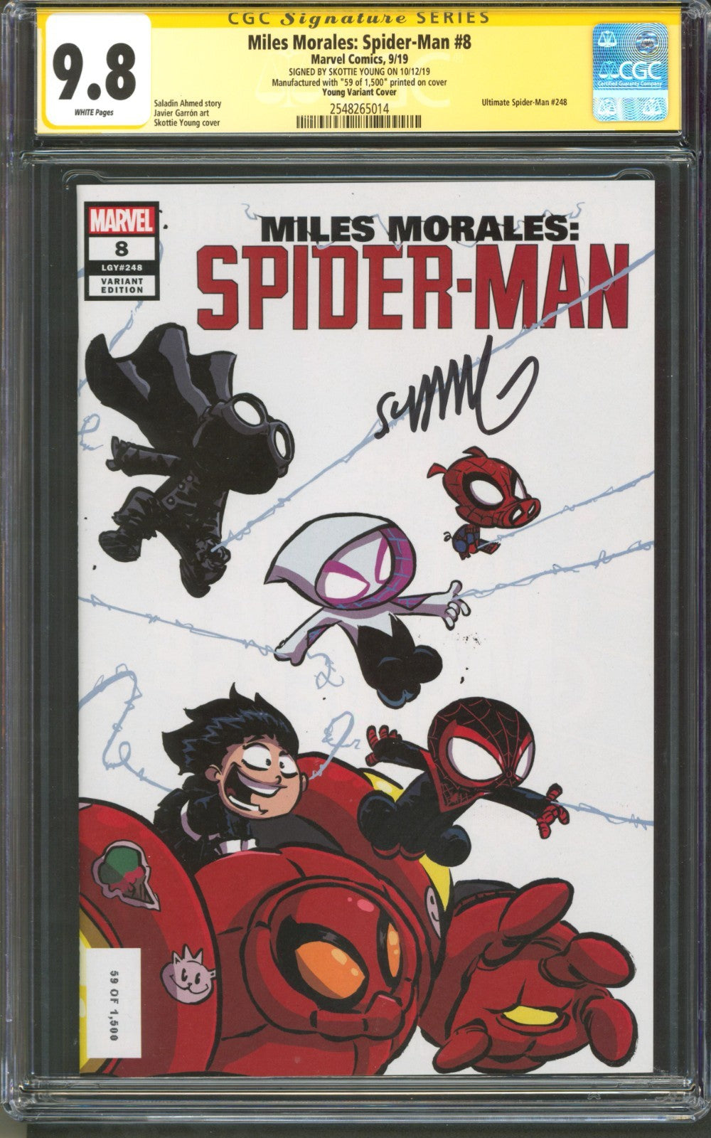 Miles Morales: Spider-Man #8 CGC 9.8 Young Variant Signed by Skottie Young