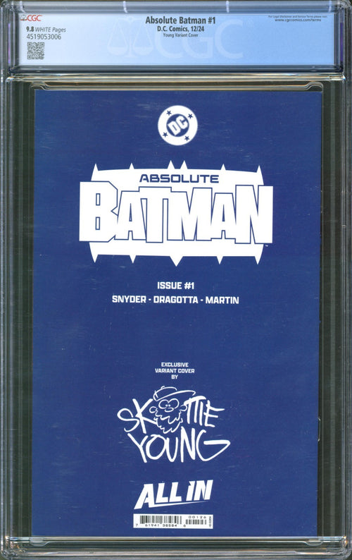 Absolute Batman #1 CGC 9.8 D.C. Comics 2024 Skottie Young Variant Cover