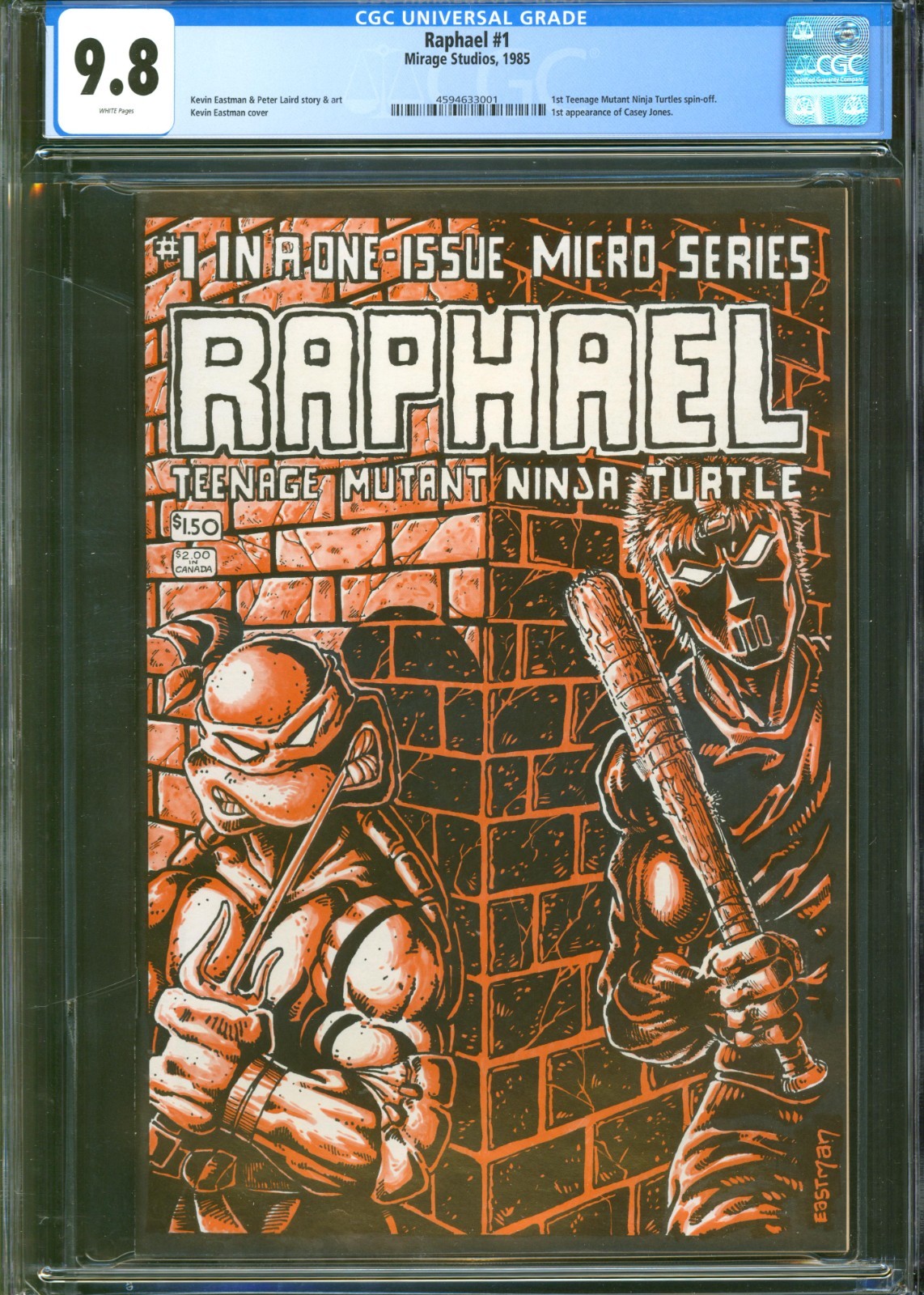 Raphael #1 CGC 9.8 Mirage Studios 1985 1st Appearance of Casey Jones