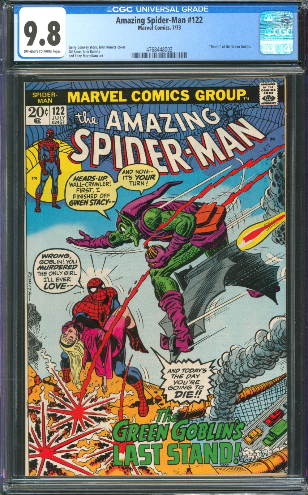 Amazing Spider-Man #122 CGC 9.8 Marvel Comics 1973 Death of Green Goblin