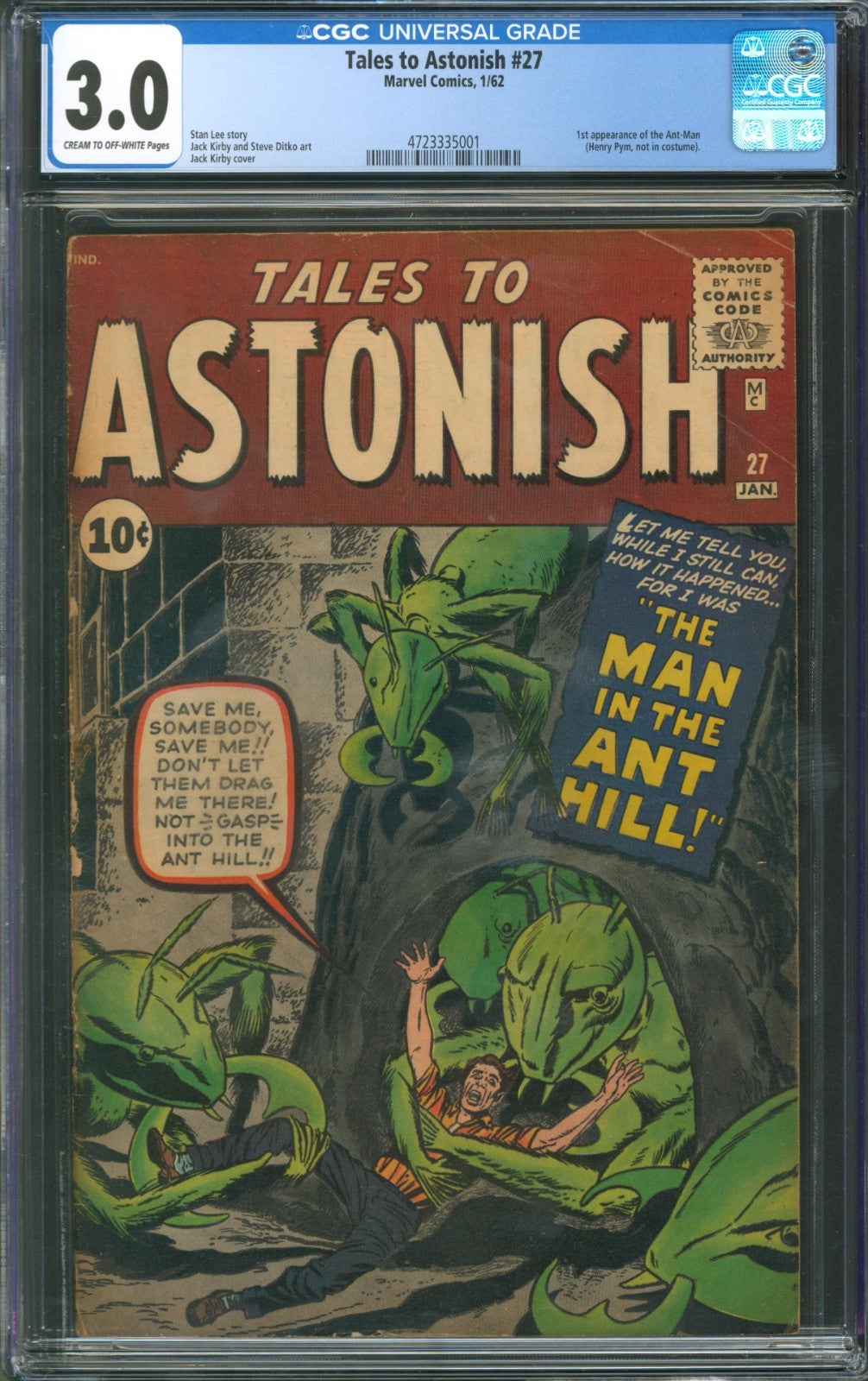 Tales to Astonish #27 CGC 3.0 Marvel Comics 1962 1st Appearance of Ant-Man