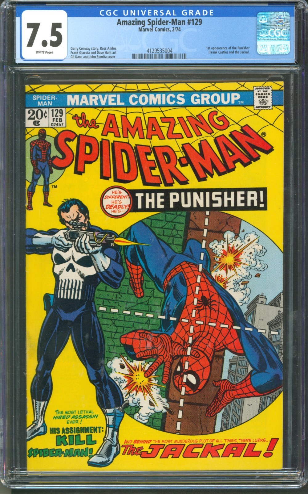 Amazing Spider-Man #129 CGC 7.5 Marvel Comics 1974 WP 1st Appearance of Punisher