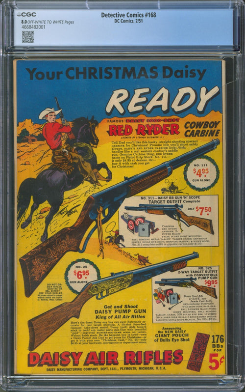 Detective Comics #168 CGC 8.0 D.C. 1951 1st Appearance of the Red Hood
