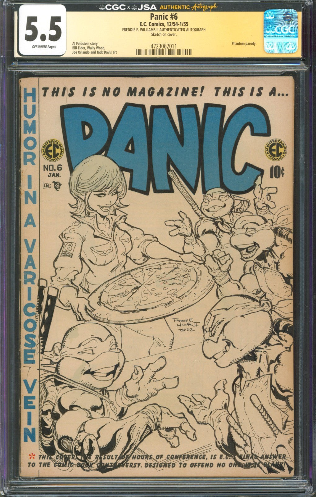 Panic #6 CGC 5.5 E.C. Comics 1954 Signed by Freddie E. Williams II TMNT Sketch