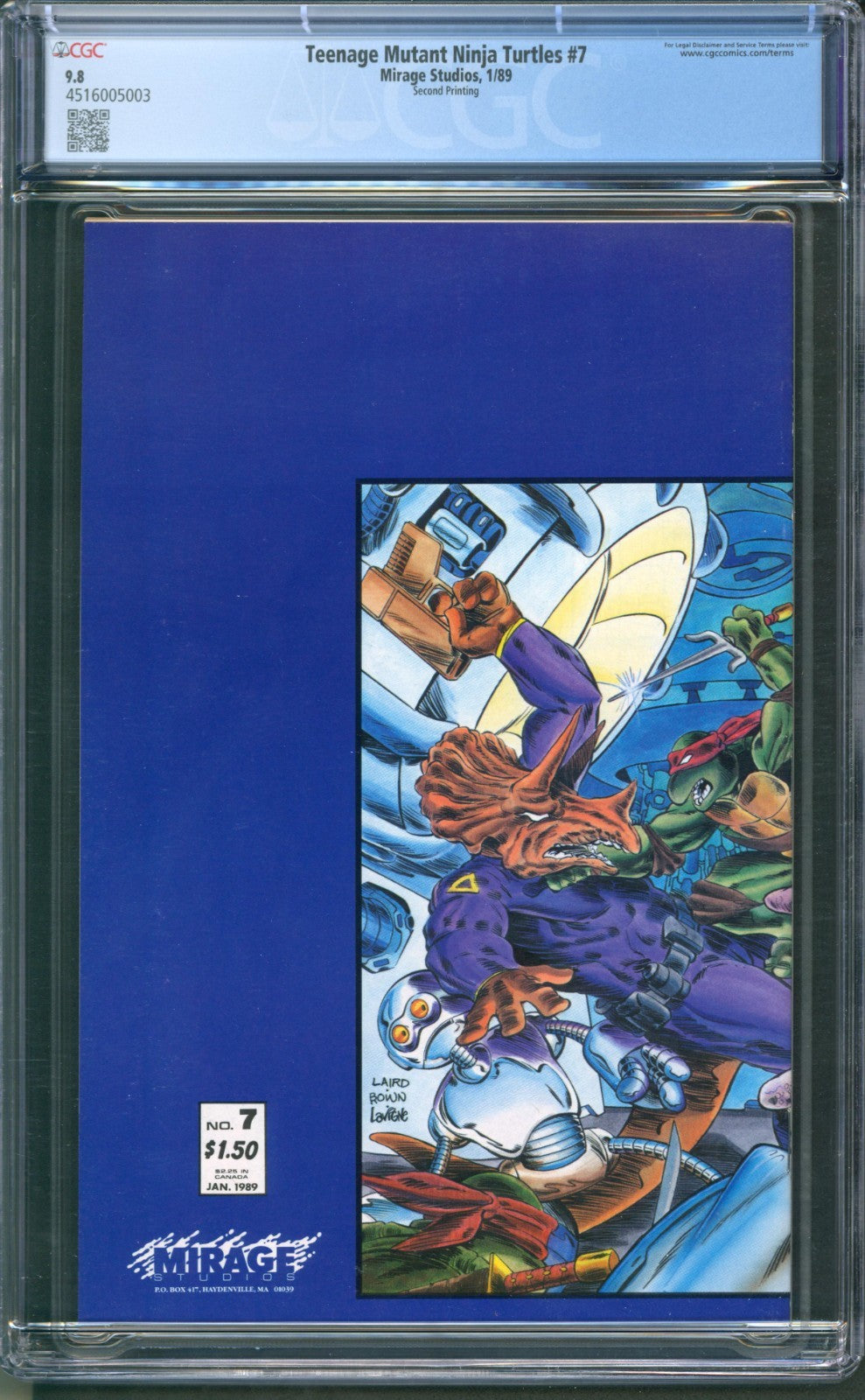 Teenage Mutant Ninja Turtles #7 CGC 9.8 Mirage 1989 2nd Printing