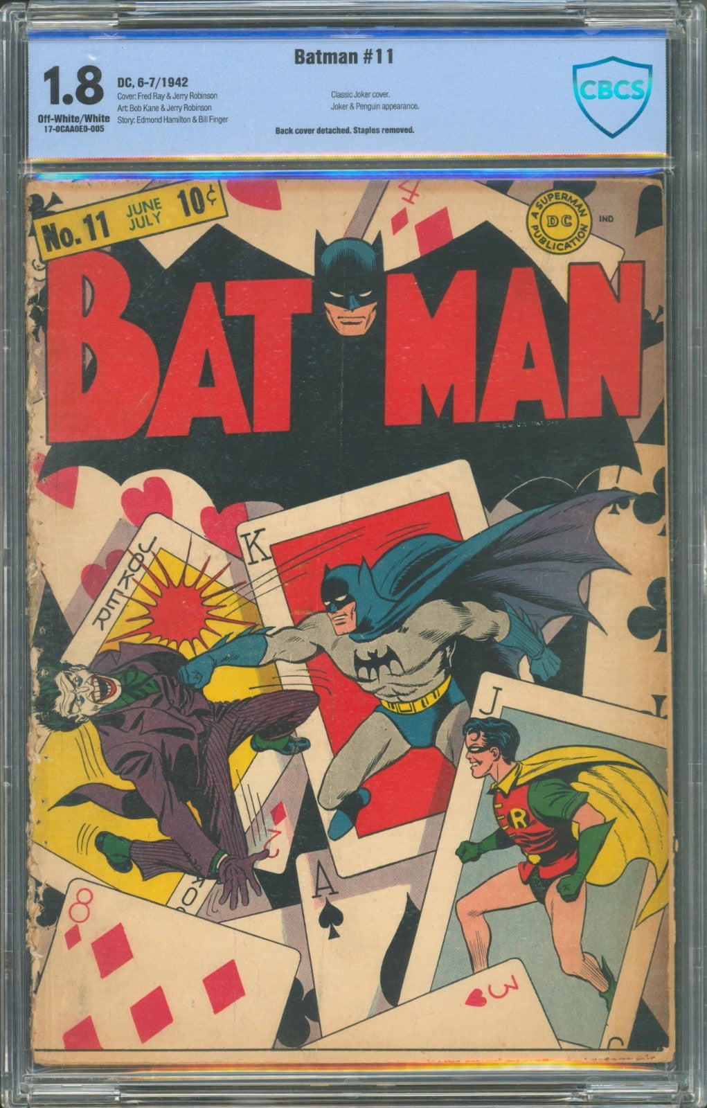 Batman #11 CBCS 1.8 D.C. Comics 1942 Classic Joker Cover