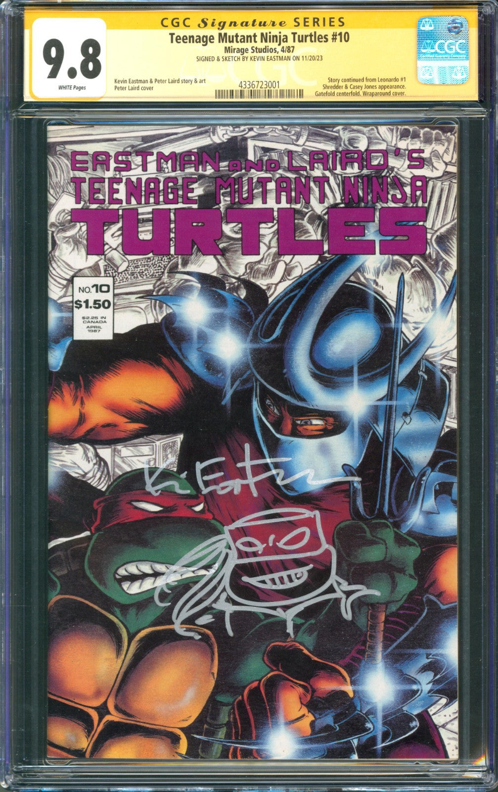Teenage Mutant Ninja Turtles #10 CGC 9.8 Mirage 1987 Eastman Signed & Sketched