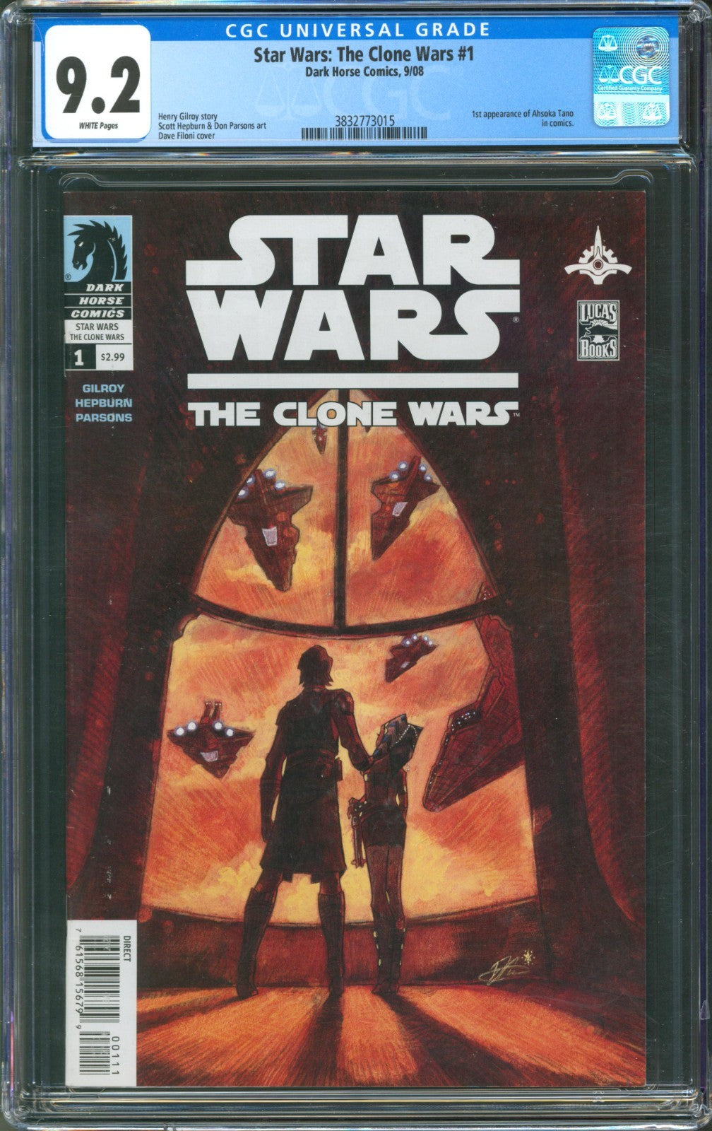 Star Wars: The Clone Wars #1 CGC 9.2 Dark Horse Comics 2008 1st App Ahsoka Tano